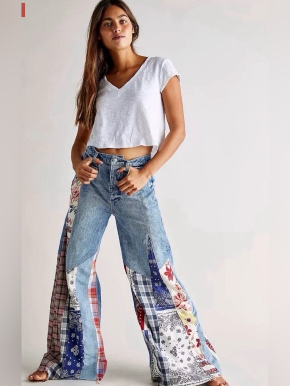 Free People Cortez Pieced Flare Banana Jeans in Size 25